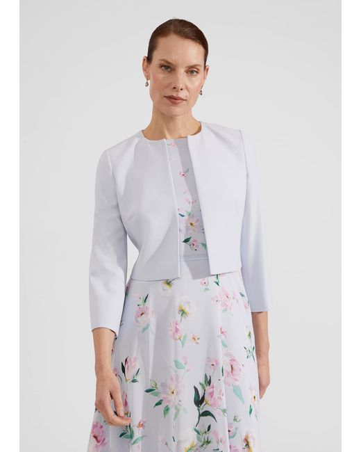 Hobbs White Elize Crepe Jacket