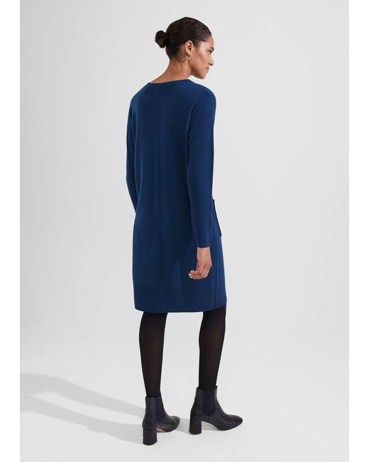 Hobbs Blue Devora Knitted Dress With Cashmere
