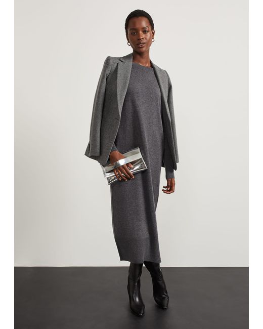 Hobbs Gray Geneva Knitted Dress With Cashmere