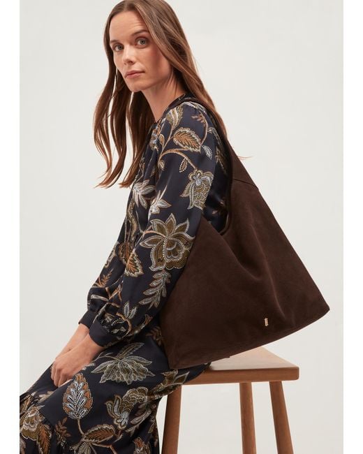 Hobbs Brown Blakely Suede Hobo Bag