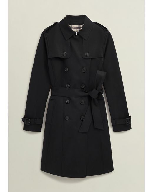 Hobbs Black Petite Skylar Shower Resistant Trench Coat