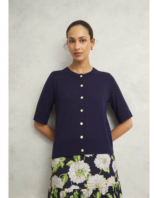 Hobbs Blue Leanne Cardigan With Wool