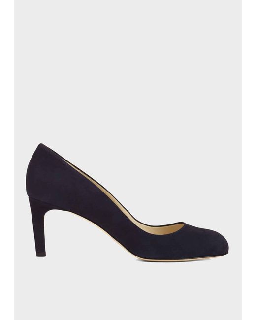 navy blue suede court shoes