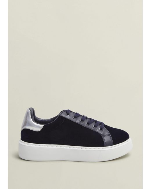Hobbs Blue Cosima Velvet Trainer