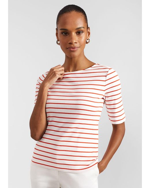 Hobbs White Katie Cotton Button Back Top