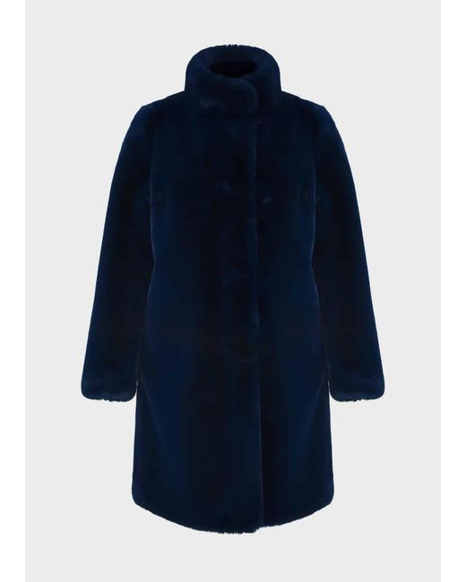 Hobbs Maddox Faux Fur Coat in Blue