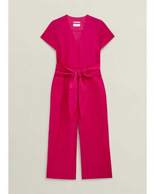 Hobbs Pink Aliya Linen Jumpsuit