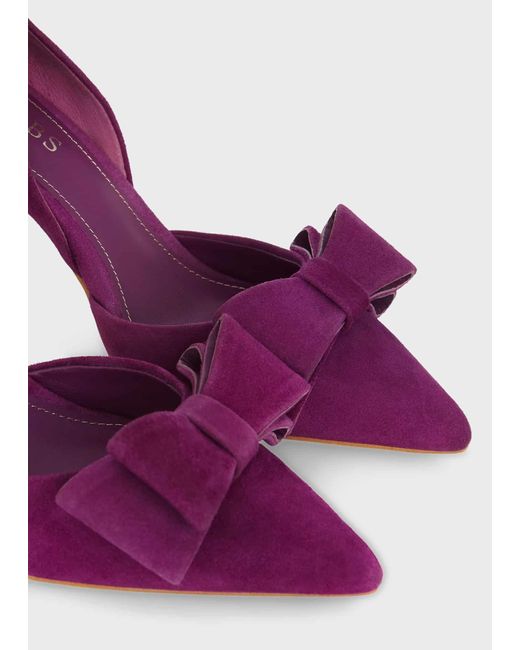 Hobbs Purple Elva Suede Bow Court Shoes