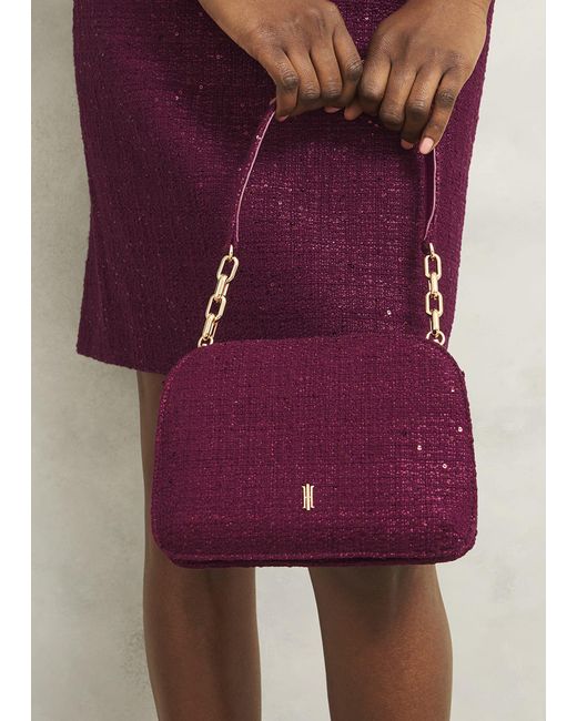 Hobbs Purple Milan Tweed Clutch Bag