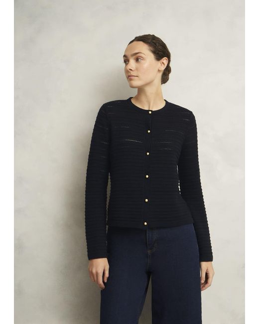 Hobbs Blue Amber Cotton Cardigan