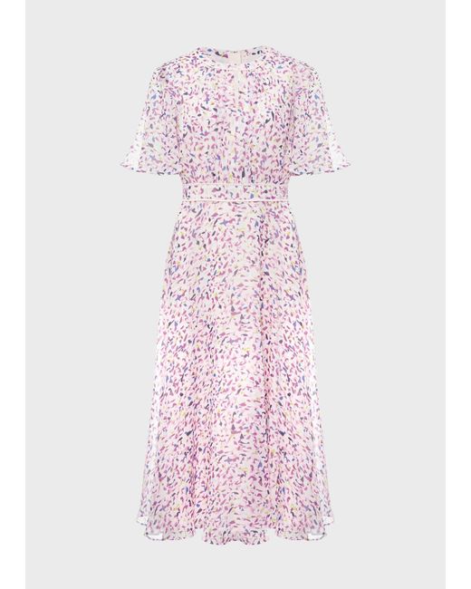 Hobbs Pink Lisette Silk Fit And Flare Dress