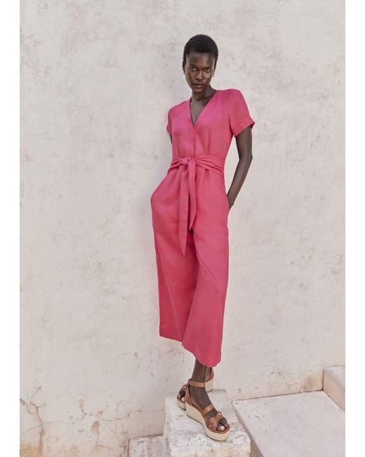 Hobbs Pink Aliya Linen Jumpsuit