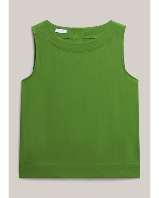 Hobbs Green Fern Cotton Jersey Button Back Top