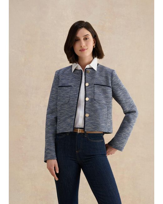 Hobbs Blue Aleena Tweed Blazer