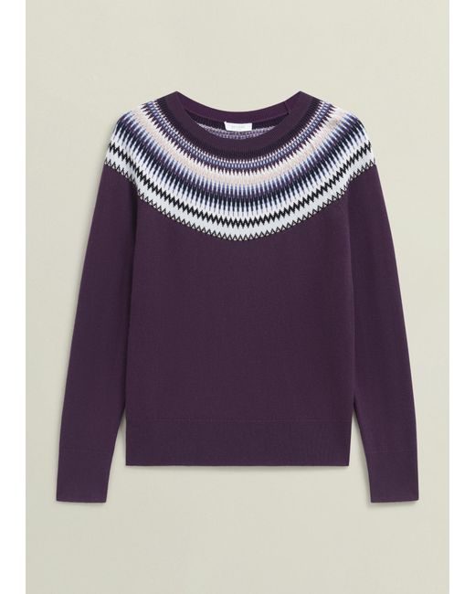 Hobbs Black Greta Wool Blend Fairisle Crew Neck Jumper