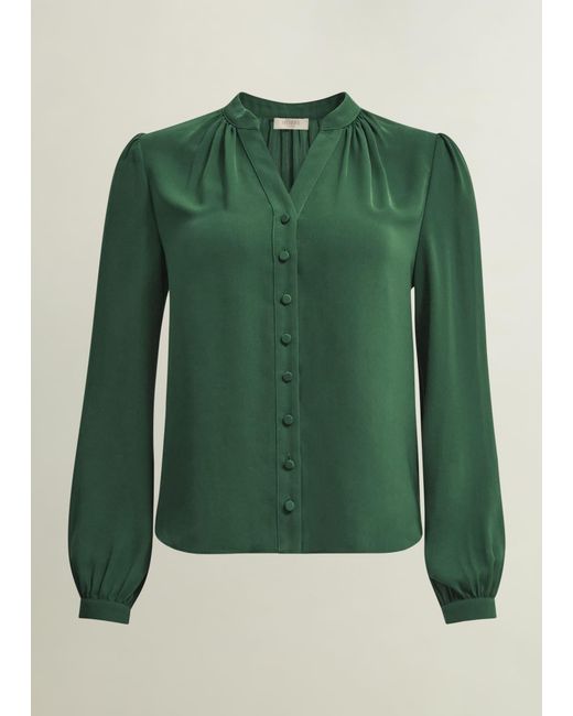 Hobbs Green Peony Blouse