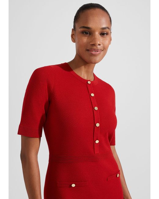 Hobbs Red Noa Knitted Dress