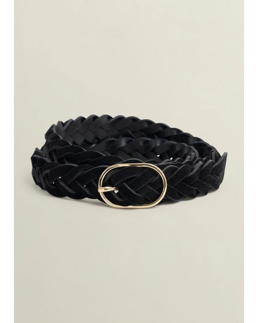 Hobbs Black Meera Suede Woven Belt