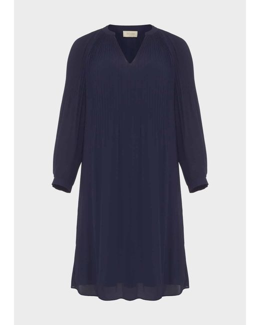 Hobbs Blue Emilia Pleated Dress