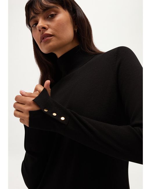 Hobbs Black Lara Merino Rollneck Jumper
