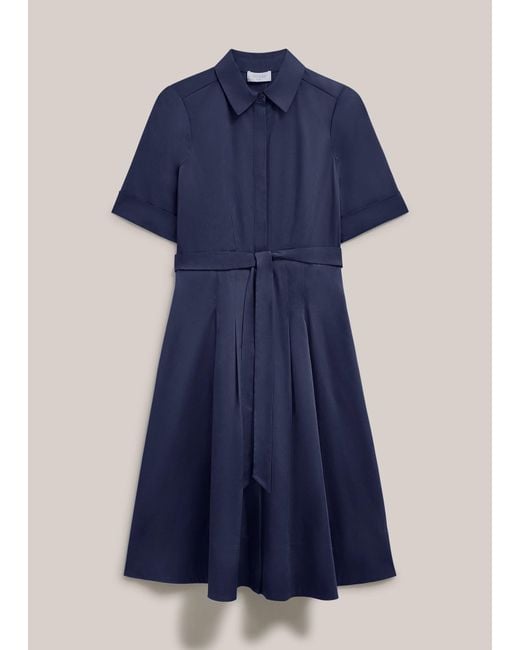 Hobbs Blue Petite Brigitta Cotton Shirt Dress