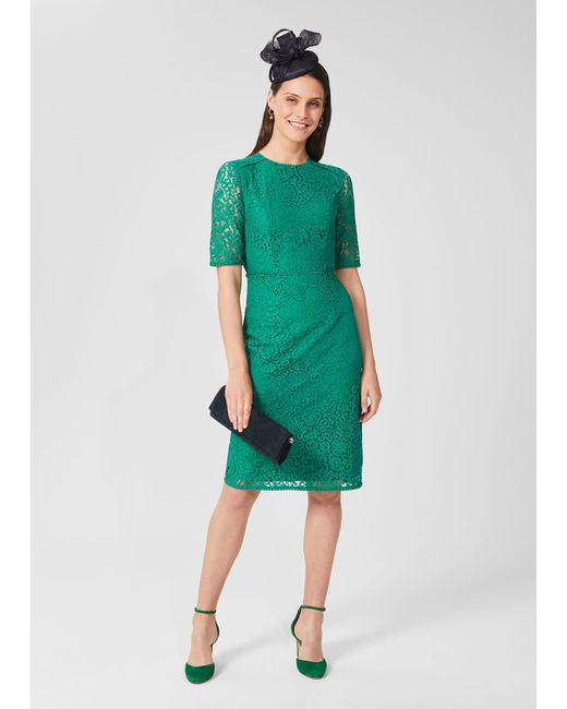 Hobbs Green Penny Lace Shift Dress