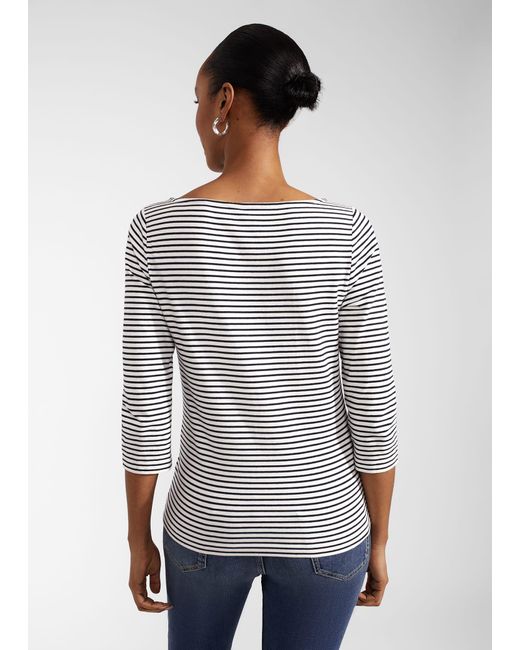Hobbs Gray Mallory Cotton Blend Striped Top