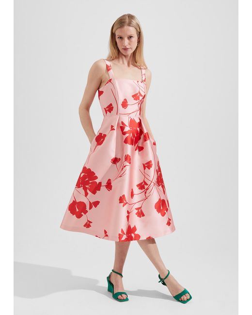 Hobbs Red Amoura Fit And Flare Dress