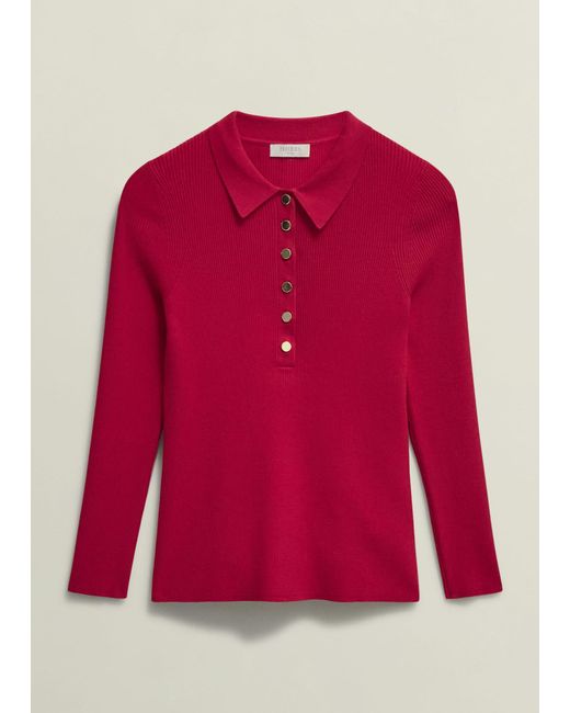 Hobbs Red Fara Knitted Shirt