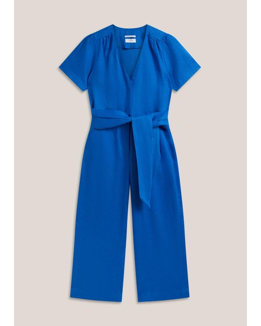 Hobbs Blue Evie Linen Jumpsuit