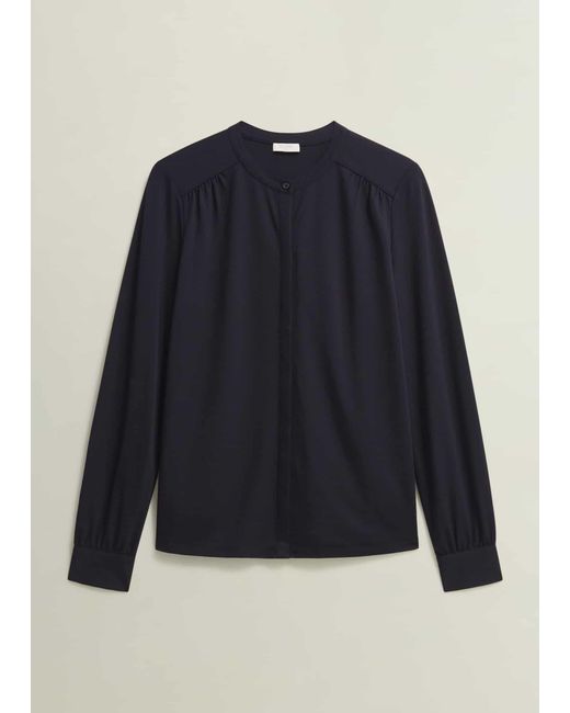 Hobbs Blue Alana Jersey Blouse