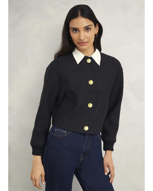Hobbs Blue Elsham Bomber Jacket With Wool
