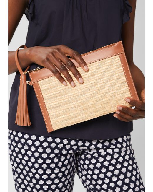 Hobbs Denim Blakeney Straw Clutch Bag in Natural Lyst