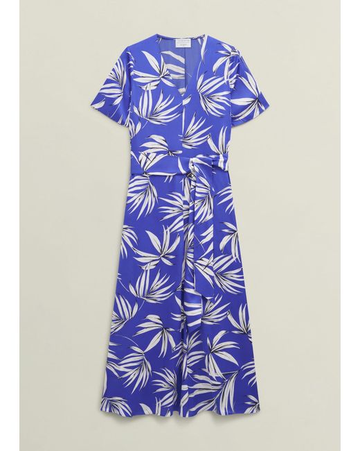 Hobbs Blue Ripsley Tie Waist Midaxi Dress