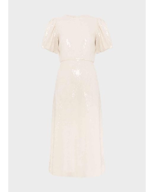 Hobbs White Tamzin Sequin Midi Dress