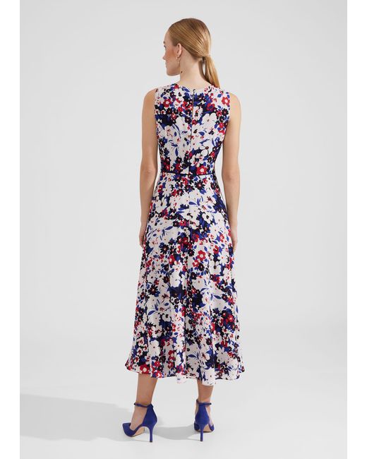 Hobbs White Carly Gathered Neck Floral Dress