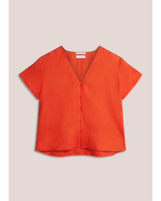Hobbs Red Aurelia Linen Top