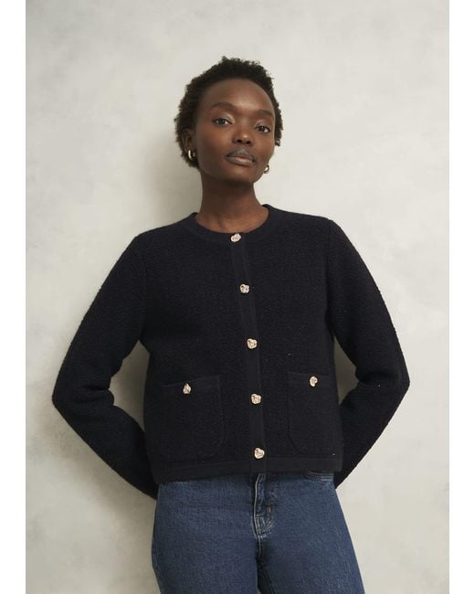 Hobbs Blue Mindy Textured Knitted Jacket