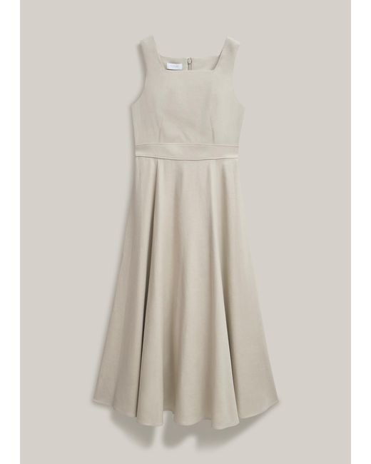 Hobbs Natural Trinity Linen Blend Midi Dress