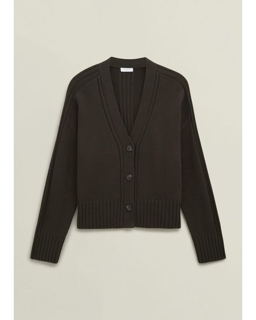 Hobbs Black Wentworth Wool Blend V Neck Button Cardigan