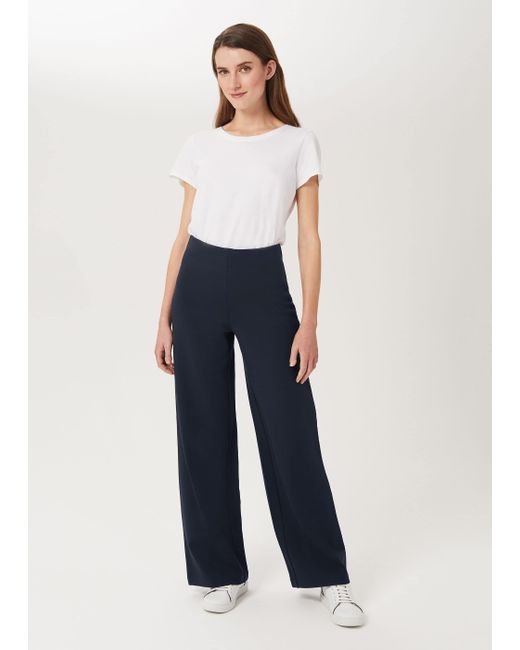 Hobbs Blue Pippa Jersey Wide Leg Trousers