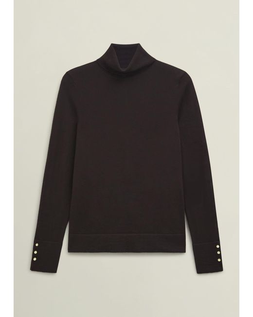 Hobbs Black Lara Merino Rollneck Jumper