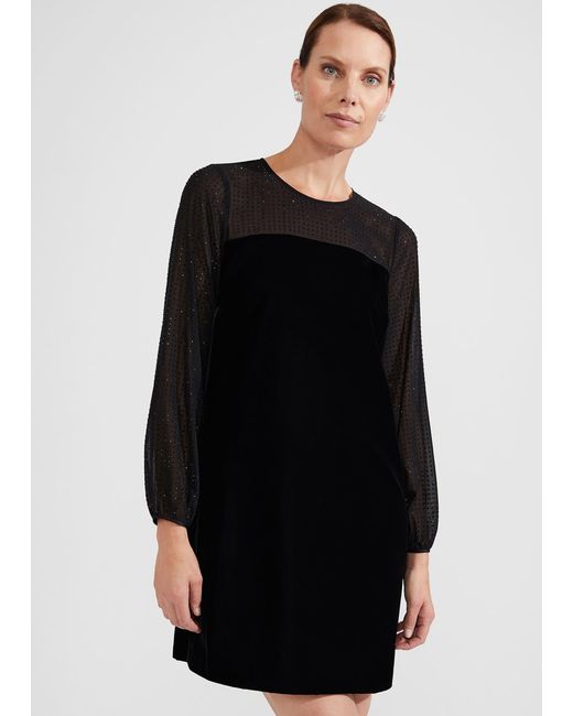 Hobbs Black Zariah Velvet A Line Dress