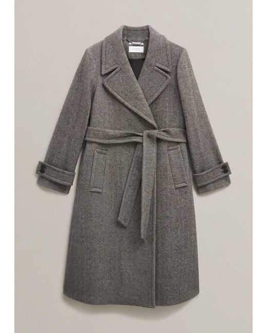 Hobbs Gray Prisha Wool Blend Coat