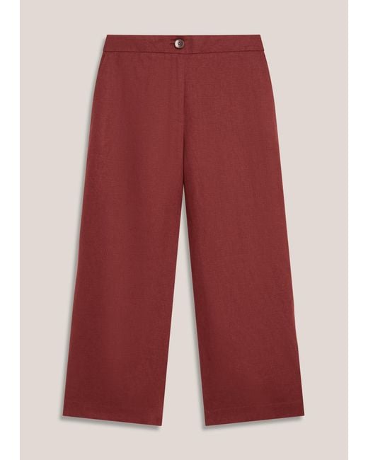 Hobbs Natural Petite Lillie Linen Cropped Trousers