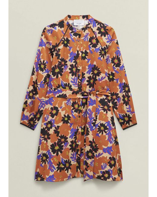 Hobbs Brown Coworth Floral Tie-Waist Mini Dress
