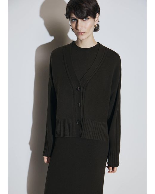 Hobbs Black Wentworth Wool Blend V Neck Button Cardigan