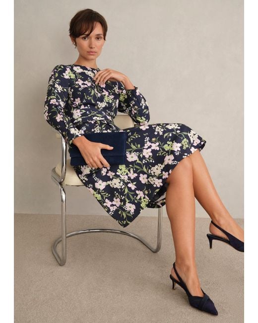 Hobbs Gray Sabine Floral Tie Dress