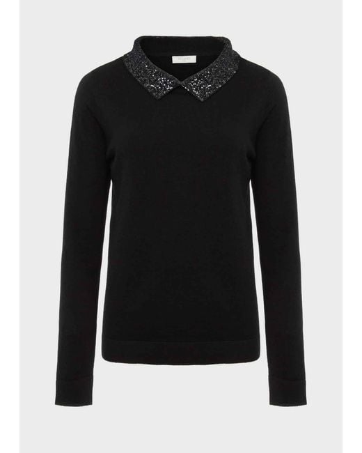 Hobbs Black Priya Sequin Wool Cashmere Jumper