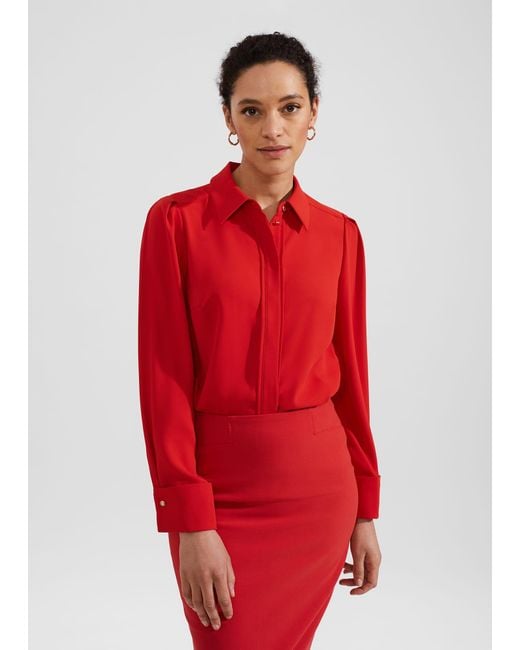 Hobbs Red Verity Blouse